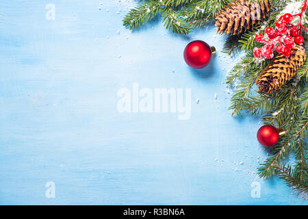 Christmas background on blue. Stock Photo