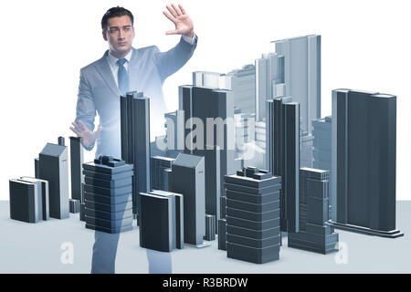 Futuristic architect doing urban planning Stock Photo