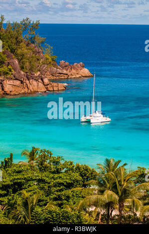 Petit Anse Beach at the Four Seasons Resort, Mahe, Republic of Seychelles, Indian Ocean. Stock Photo