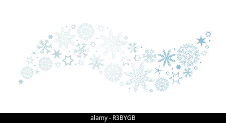 Blue christmas background with wave and snowflakes, vector illustration ...