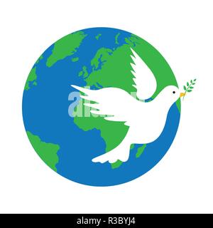 earth and white dove peace symbol vector illustration EPS10 Stock Vector