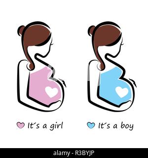 its a boy its a girl pregnant woman vector illustration EPS10 Stock Vector