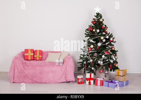 new year House Christmas tree holiday gifts happiness Stock Photo