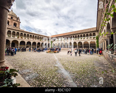 Cusco, Peru - January 3, 2017. View of main square of the Qorikancha temple in downtown Cusco Stock Photo