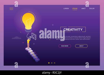 Creativity concept - modern isometric vector website header Stock Vector