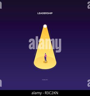 Leadership concept - modern isometric vector web banner Stock Vector
