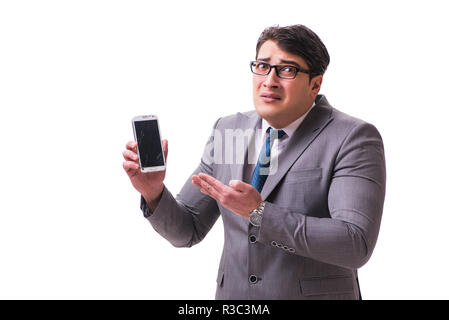 Businessman with mobile phone isolated on white Stock Photo