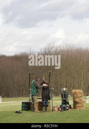 Learning to shoot clay pigeons,England, Britain Stock Photo