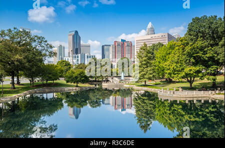 Charlotte, NC Skyline from Marshall Park Stock Photo
