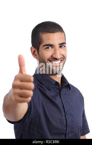 Positive arab man gesturing thumbs up Stock Photo