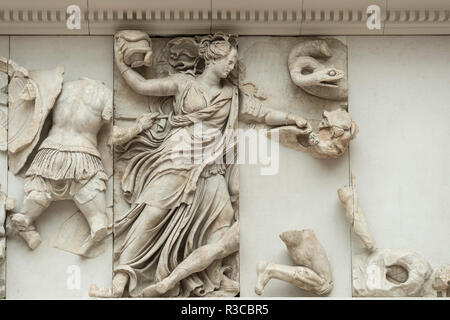 Pergamon Altar. North frieze. Gigantomachy. The goddess Ceto aiding her ...