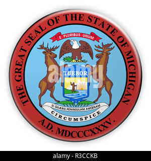 Badge US State Seal Michigan, 3d illustration Stock Photo