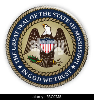 Badge US State Seal Mississippi, 3d illustration Stock Photo