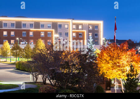 Wingate by Wyndham Dieppe Moncton and Place 1604 during autumn at dusk in downtown Dieppe, Westmorland County, New Brunswick, Canada. Stock Photo