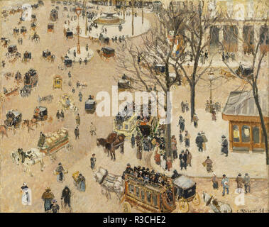 La Place due Théâtre Français. Date/Period: 1898. Painting. Oil on canvas. Height: 723.90 mm (28.50 in); Width: 927.10 mm (36.50 in). Author: CAMILLE PISSARRO. Stock Photo