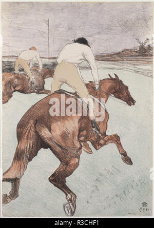 The Jockey. Date/Period: 1899. Print. Color lithograph Color lithograph. Author: Henri de Toulouse-Lautrec. Stock Photo