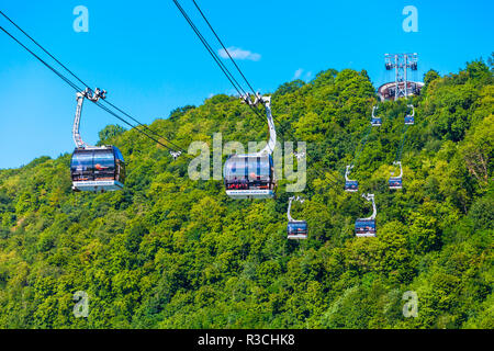 KOBLENZ, GERMANY - JUNE 27, 2018: Cable car to Ehrenbreitstein Fortress in the centre of Koblenz town in Germany Stock Photo