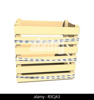 Defective machinery. Caution tape. Wooden container. Box for storage and transportation. Vector illustration. Stock Vector
