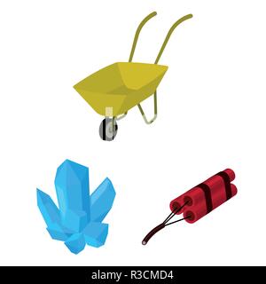 Mining industry cartoon icons in set collection for design. Equipment and tools vector symbol stock  illustration. Stock Vector