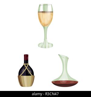 Wine products cartoon icons in set collection for design. Equipment and production of wine vector symbol stock  illustration. Stock Vector