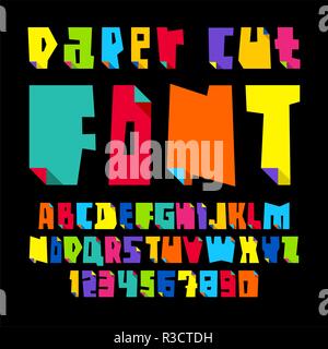 Colored letters cut from paper with bent Stock Vector