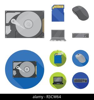 Computer mouse, laptop and other equipment. Personal computervset collection icons in cartoon,flat style vector symbol stock illustration . Stock Vector