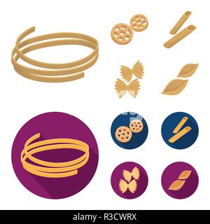 Types of pasta cartoon icons in set collection for design. Figured ...