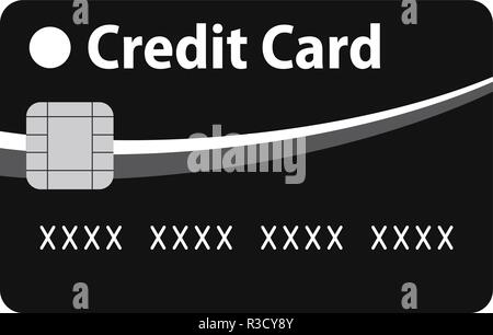Simplified neutral black credit card with white and gray curves. Fake number Stock Vector