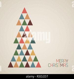Vintage retro vector grunge Christmas tree made from triangles Stock Vector