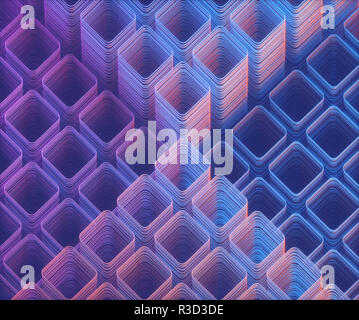 3D illustration. Artistic abstract tubular structure. Image with light and colorful shadow. Stock Photo