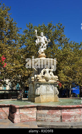 Neptune fountain, Place Carnot, Carcassonne, Aude, Occitanie, France Stock Photo