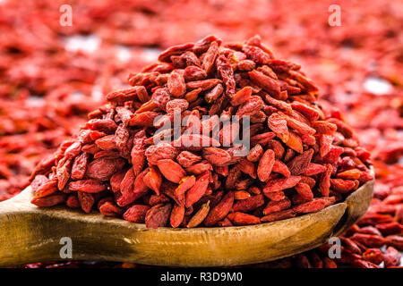 Dried goji berry, dry fruit of red berries, chinese medicine, healthy food and full of vitamin superfood concept Stock Photo