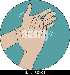 vector illustration. human hands applaud on blue background Stock Vector
