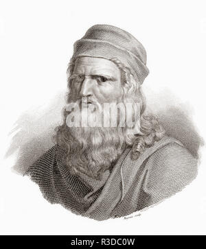 Leonardo di ser Piero da Vinci, 1452 – 1519, aka Leonardo da Vinci or Leonardo. Italian Renaissance polymath: artist, sculptor, architect, musician, scientist, mathematician, engineer, inventor, anatomist, geologist, cartographer, botanist and writer. Stock Photo