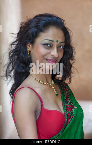 young indian woman in sari Stock Photo