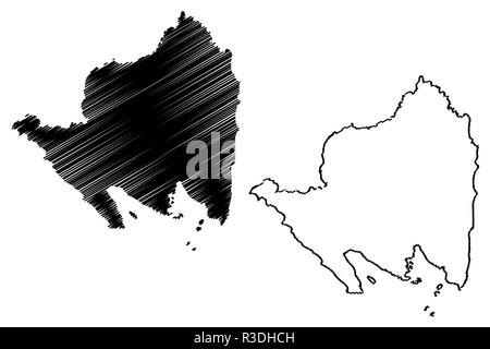 Lampung (Subdivisions of Indonesia, Provinces of Indonesia) map vector illustration, scribble sketch Lampung map Stock Vector