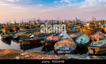 November 13,2018. Visakhapatnam,India. Fishing boats or Trawler are standing on the port of Vizag at the of Sunset Stock Photo - Alamy