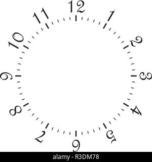 clock dial black rectangle signs with rounded corners big numbers on transparent background Stock Vector