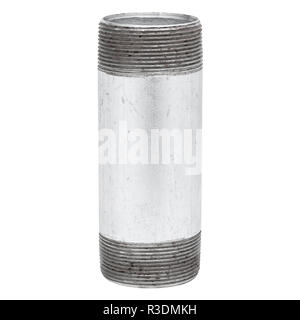 Isolated Metal Tube with Thread on White Background Stock Photo
