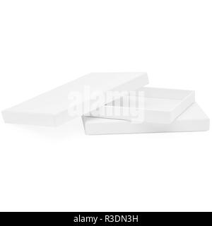 White Rectangular Flat Chocolate jewelry and Gift Box Stock Photo
