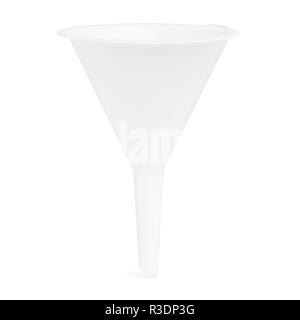 Isolated White Plastic Multi Function Funnel on White Background Stock Photo