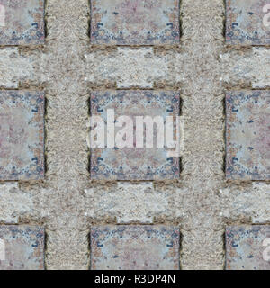 Abstract seamless pattern for designers with rusty steel panel on cement block Stock Photo