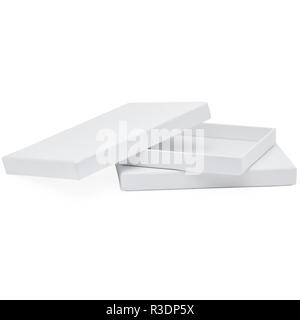 White Rectangular Flat Chocolate jewelry and Gift Box Stock Photo