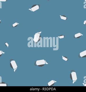 Teapot seamless pattern. Vector illustration. Blue background Stock Vector