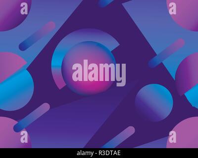 Memphis seamless pattern. Asymmetrical geometric objects gradient in the style 1980s. Vector illustration Stock Vector