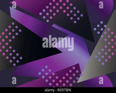 Memphis seamless pattern. Asymmetrical geometric objects gradient in the style 1980s. Vector illustration Stock Vector