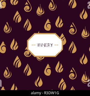 Winery vector drops seamless pattern for wine label design. Stock Vector