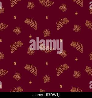 Winery vector seamless pattern icons in linear style for wine label design. Stock Vector