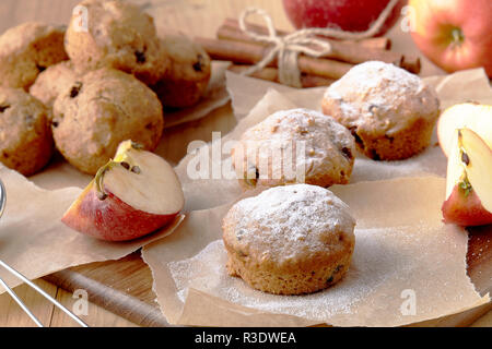 Small fruitcakes for Christmas dinner. Raisin mini cakes Stock Photo