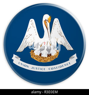 US State Button: Louisiana Flag Badge, 3d illustration on white background Stock Photo